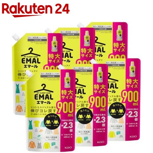 楽天市場 エマール 洗濯洗剤 リフレッシュグリーンの香り 詰め替え 特大サイズ 900ml 6袋セット エマール 楽天24