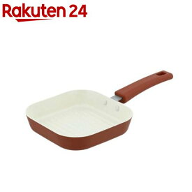 フライパン グリルパン 14.5cm セラミック ミニ ガス火専用 角形 マットレッド(1個)