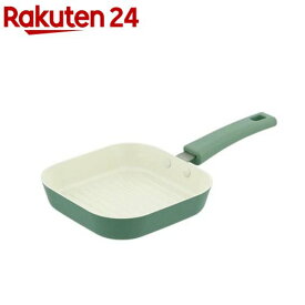 フライパン グリルパン 14.5cm セラミック ミニ ガス火専用 角形 マットグリーン(1個)