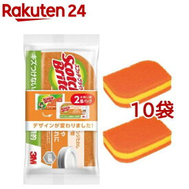 3M キズつけない キッチン スポンジ リーフ型 オレンジ スコッチブライト SS72KE-2PW(2個*10袋セット)【スコッチブライト(Scotch Brite)】