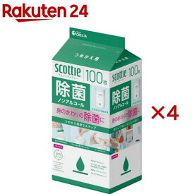 スコッティ ウェットティッシュ 除菌 ノンアルコール つめかえ用(100枚入×4セット)【スコッティ(SCOTTIE)】