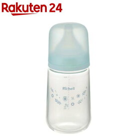 はなえみ ガラス哺乳びん 240ml クリアブルー(1個)【リッチェル】