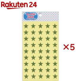 エーワン 星型 金 ゴールド 光沢 12×13mm 08404(1シート×5セット)【エーワン】