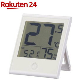 温度が見やすい温湿度計 時計機能付き ホワイト(1個)【OHM】