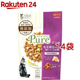コンボ ピュア キャット 毛玉排出サポート まぐろ味 鶏肉・かつお節添え(200g*14袋セット)【コンボ ピュア】
