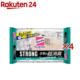 クイックルワイパー 立体吸着ウエットシート ストロング 空間の超消臭(12枚入×4セット)【クイックル】