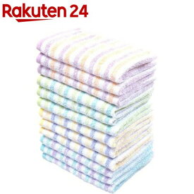 小杉善 パステルボーダー フェイスタオル 4色(12枚入)