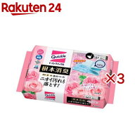 トイレクイックル 根本消臭 長続きするローズの香り つめかえ用(16枚入×3セット)