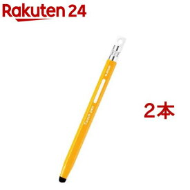 エレコム タッチペン スタイラスペン 超感度タイプ 六角鉛筆型 イエロー P-TPENCEYL(2本セット)【エレコム(ELECOM)】
