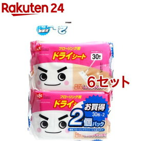 ドライシート フローリング用(30枚入*2個パック*6セット)【レック】[フローリングワイパー 掃除 清掃 用品 激落ちくん]