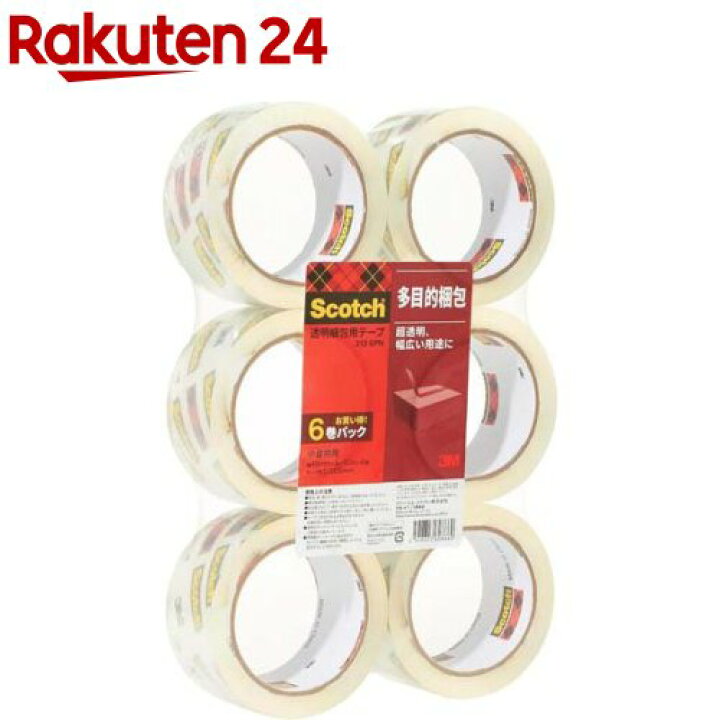 スコッチ 透明梱包用テープ 中 軽量物用 48mm*50m 313 6PN(6巻) 楽天24 スリーエム ジャパン スコッチ 超透明テープS 18mm幅10巻