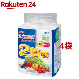 エルモア 強力吸収キッチンタオル 2倍巻 2枚重ね*100カット(4ロール*4袋セット)【エルモア】