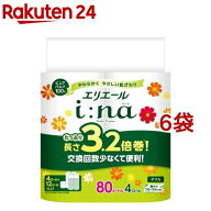 エリエール i：na(イーナ) トイレット ダブル 3.2倍巻(4ロール入*6袋セット)【エリエール】