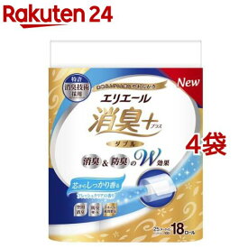 エリエール 消臭+ しっかり香る フレッシュクリアの香り ダブル(1袋18ロール入×4袋セット(1ロール25m))【エリエール】