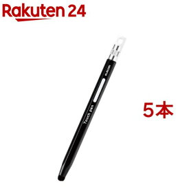 エレコム タッチペン スタイラスペン 超感度タイプ 六角鉛筆型 ブラック P-TPENCEBK(5本セット)【エレコム(ELECOM)】