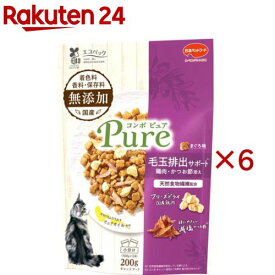 コンボ ピュア キャット 毛玉排出サポート まぐろ味 鶏肉・かつお節添え(200g×6セット)【コンボ ピュア】