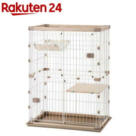 アイリスオーヤマ 猫 ケージ ウッディキャットケージ2段 ライトナチュラル PWCR-962V(1個)【アイリスオーヤマ】