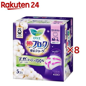 ロリエ朝までブロック 安心ショーツ 天然コットン100％ M-L(5個入×8セット)【ロリエ】