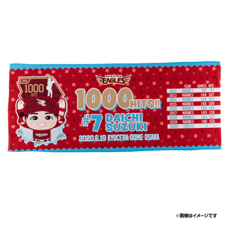 楽天市場 鈴木大地選手1000安打記念 スポーツタオル イラスト 楽天イーグルス 楽天イーグルスオンラインショップ
