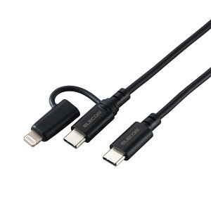 GR Type-C P[u 2in1 Type-C + Lightning ϊP[u USB PDΉ yMFiKFؕizyiPhone 16 V[Y Ή؍ρz 1m ubN MPA-CCLAD10BK
