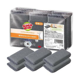3M キッチンスポンジ ハイブリッド ネットスポンジ 抗菌 グレー モノトーン 6個入 【スコッチブライト(Scotch Brite)】 掃除道具