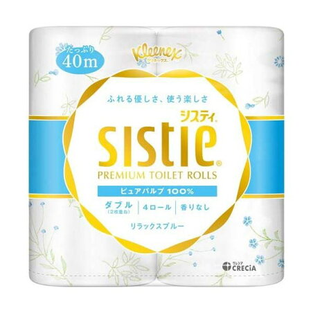 クリネックス システィ リラックスブルー プレミアム トイレットペーパー ダブル 花柄 40m*4ロール 【クリネックス】 トイレットペーパー