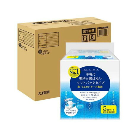 エリエール +Water ソフトパック コンパクトケース品 5パック×9個入 【エリエール】 ティッシュ