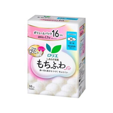 ロリエ しあわせ素肌 もちふわfit ボリュームパック 特別心配な昼用 30cm 羽つき 16個入 【ロリエ】 生理用ナプキン