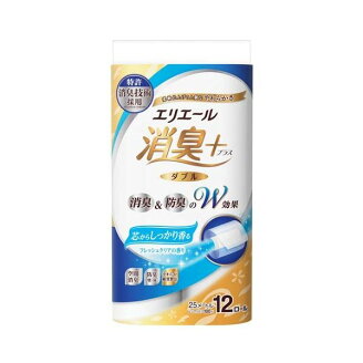 エリエール 消臭+ トイレットティシュー ダブル フレッシュクリア 12ロール 【エリエ...