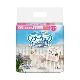 マナーウェア女の子用SSSモーヴピンクドット・ピンクチェック 42枚入 【マナーウエア】 犬用トイレ用品(トイレタリー)