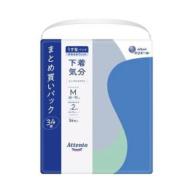 アテント うす型パンツ 下着気分 シンプルホワイト M 34枚入 【アテント】 介護用おむつ