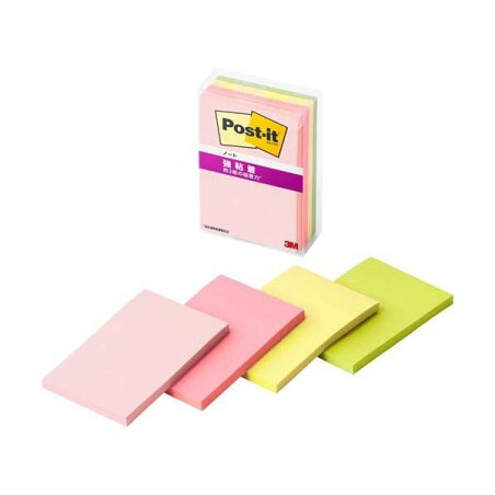 3M ポストイット 付箋 強粘着 ノート 75mm×50mm 4色 656SS-MC-4N 45枚×4パッド入 【ポストイット(Post-it)】 ノート・OA用紙