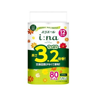 エリエール i：naトイレット ダブル 3.2倍巻 12ロール 【エリエール】 トイレットペー...