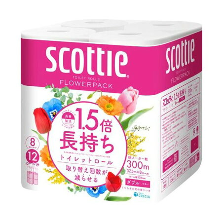 スコッティ フラワーパック 1.5倍長持ち トイレットペーパー ダブル 37.5m×8ロール 【スコッティ(SCOTTIE)】 トイレットペーパー