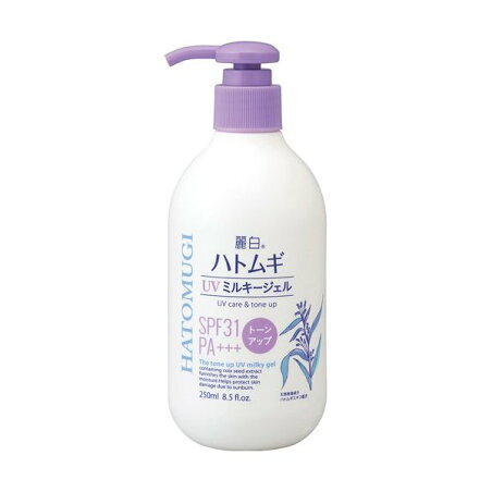 麗白 ハトムギ トーンアップ UVミルキージェル SPF31 PA+++ ポンプタイプ 250ml 【麗白】 日焼け止め 強さ別