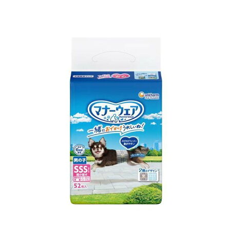 マナーウェア 男の子用 SSS 青チェック・紺チェック 犬用 おむつ ユニチャーム 52枚入 【マナーウエア】 老犬介護用 おむつ・トイレ用品