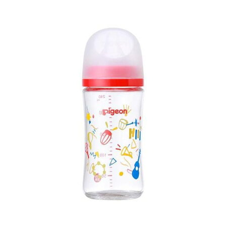ピジョン 母乳実感 哺乳びん 耐熱 ガラス Music 240ml 1個 【母乳実感】 授乳用品