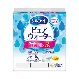 シルコット ピュアウォーター ウェットティッシュ 詰替 58枚入*3個入 【シルコットウェット】 ティッシュ