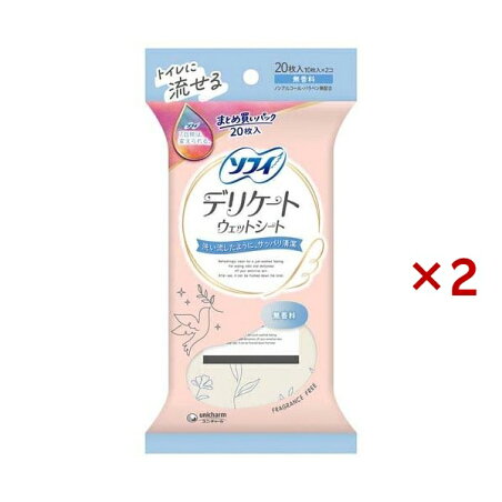 ソフィ デリケートウェット 無香料 ウェットティッシュ 20枚入×2セット 【ソフィ　フェミニンケアウエット】 ワキ・デリケートゾーンケア