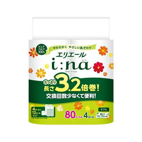 エリエール i：na(イーナ) トイレット ダブル 3.2倍巻 4ロール入 【エリエール】 トイレットペーパー