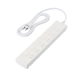 エレコム 電源タップ 雷ガード 6個口 イージーリリースタップ 【 回転脚パーツ 吊り穴 】 極性対応 ほこりシャッター スイングプラグ 2m ホワイト T-KF07-2620WH