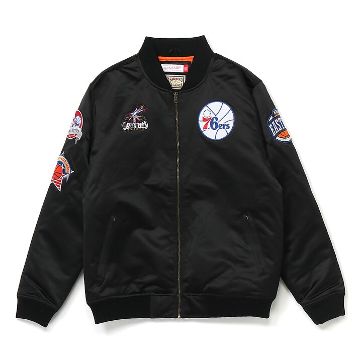フィラデルフィア76ers サテンジャケットPRADAフライトジャケット 