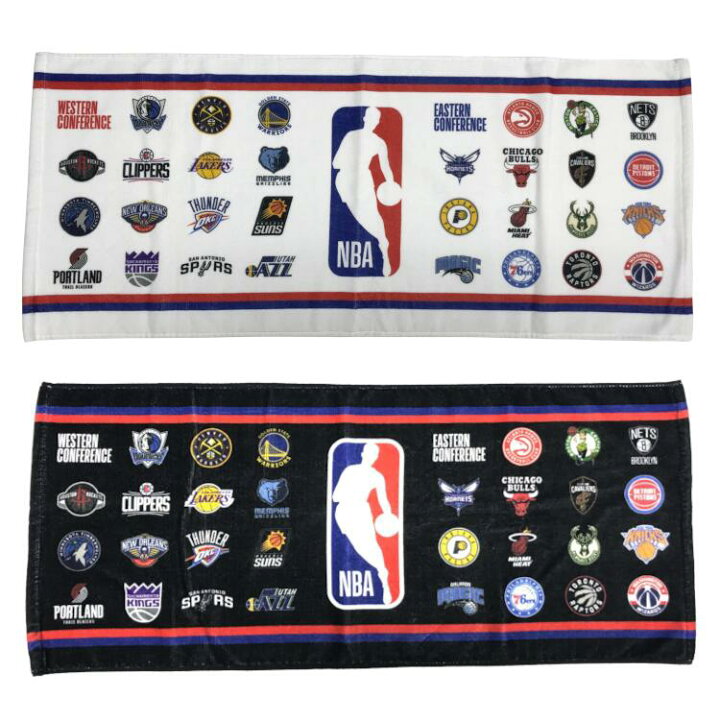 楽天市場 Nba All Over チームロゴ フェイスタオル ホワイト ブラック スポーツタオル バスケットボール ファングッズ 吸汗速乾 Supersale 楽天スポーツゾーン