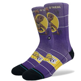 STANCE（スタンス）SHAQ RETRO BIGHEAD ソックス NBAカジュアルコレクション / ロサンゼルス レイカーズ シャキール・オニール Los Angeles Lakers シャック 靴下 バスケットボール バッソク メンズ