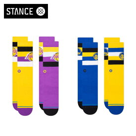 STANCE NBA TEAM ST 2PACK ソックス NBAカジュアルコレクション / LAKERS WARRIORS ロサンゼルス・レイカーズ ゴールデンステイト・ウォリアーズ 靴下 バスケットボール バッソク スポーツスタイル 部活 メンズ