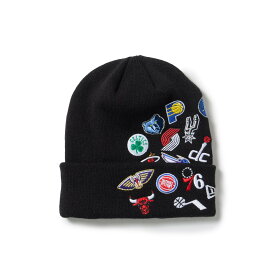New Era ニューエラ BASIC CUFF KNIT NBA ALLOVER BLK メンズ ユニセックス 帽子 キャップ 25AW