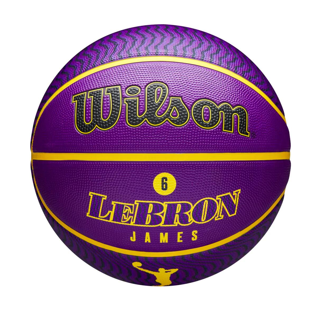 NBA公式 Wilson プレーヤーローカル レブロン・ジェームズデザイン バスケットボール 7号   ラバー 屋外向けウィルソン Los Angeles Lakers LeBron James