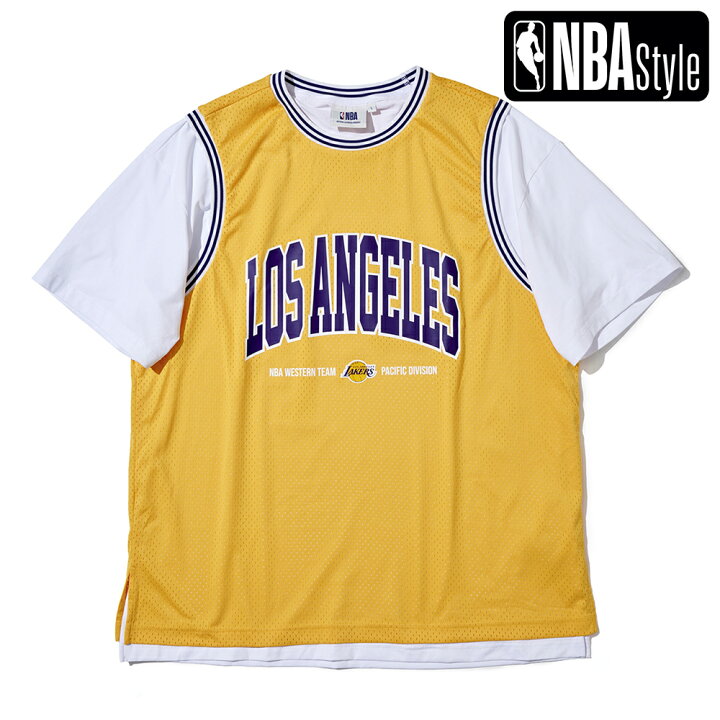 楽天市場 Nba Style ロサンゼルス レイカーズ オーバーフィット メッシュ レイヤード プリント Tシャツ オーバーサイズ 韓国ファッション 楽天スポーツゾーン