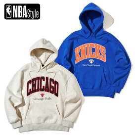 【NBA Style】New York Knicks Chicago Bulls ビッグプリントフーディー グレー・ブルー パーカー ニックス ブルズ メンズ ユニセックス