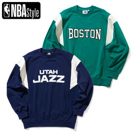 【NBA Style】Team Name Applique カラー スウェットシャツ Boston Celtics Utah Jazzトレーナー ロンT 長袖 セルティックス ジャズ